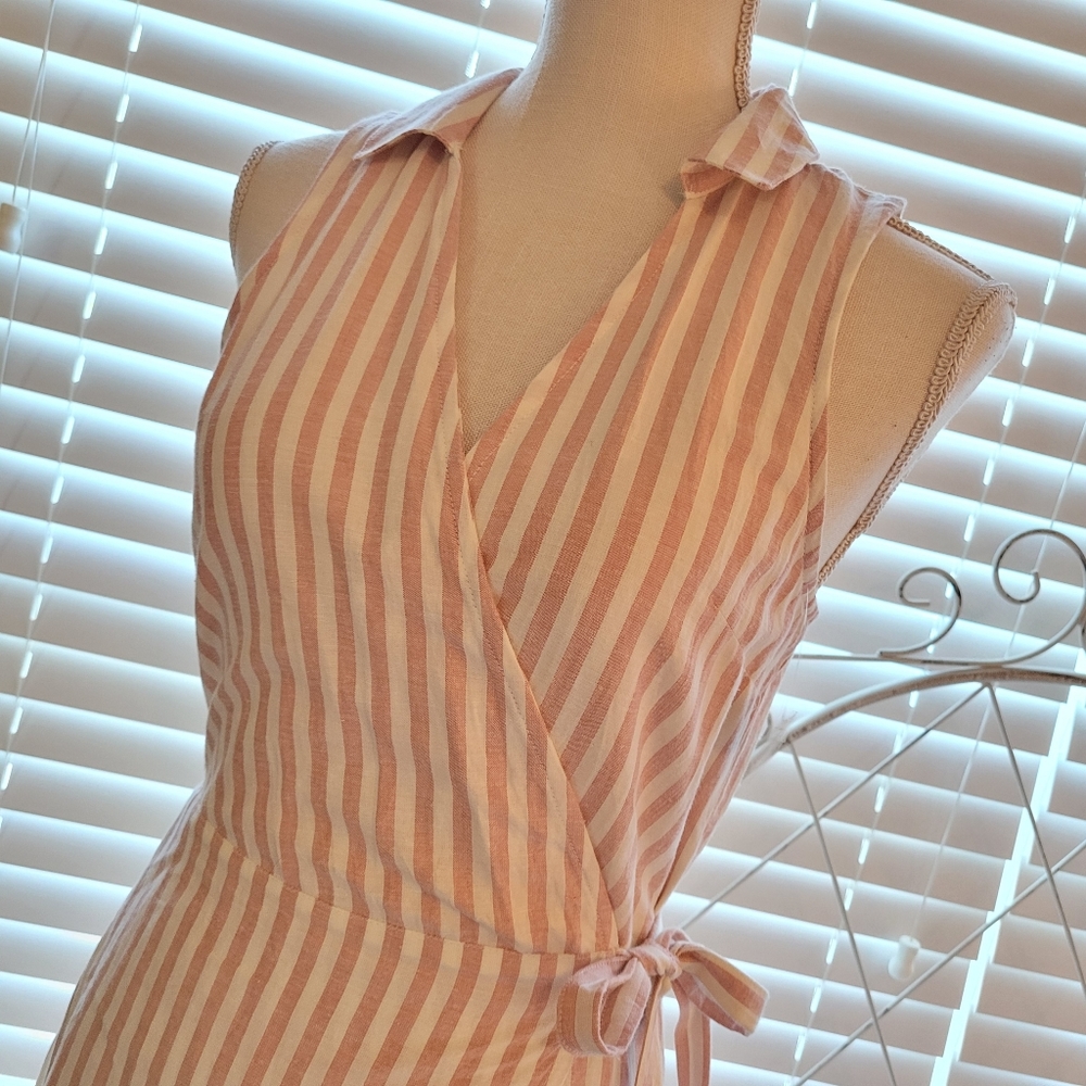 Roxy collared wrap dress size S striped New